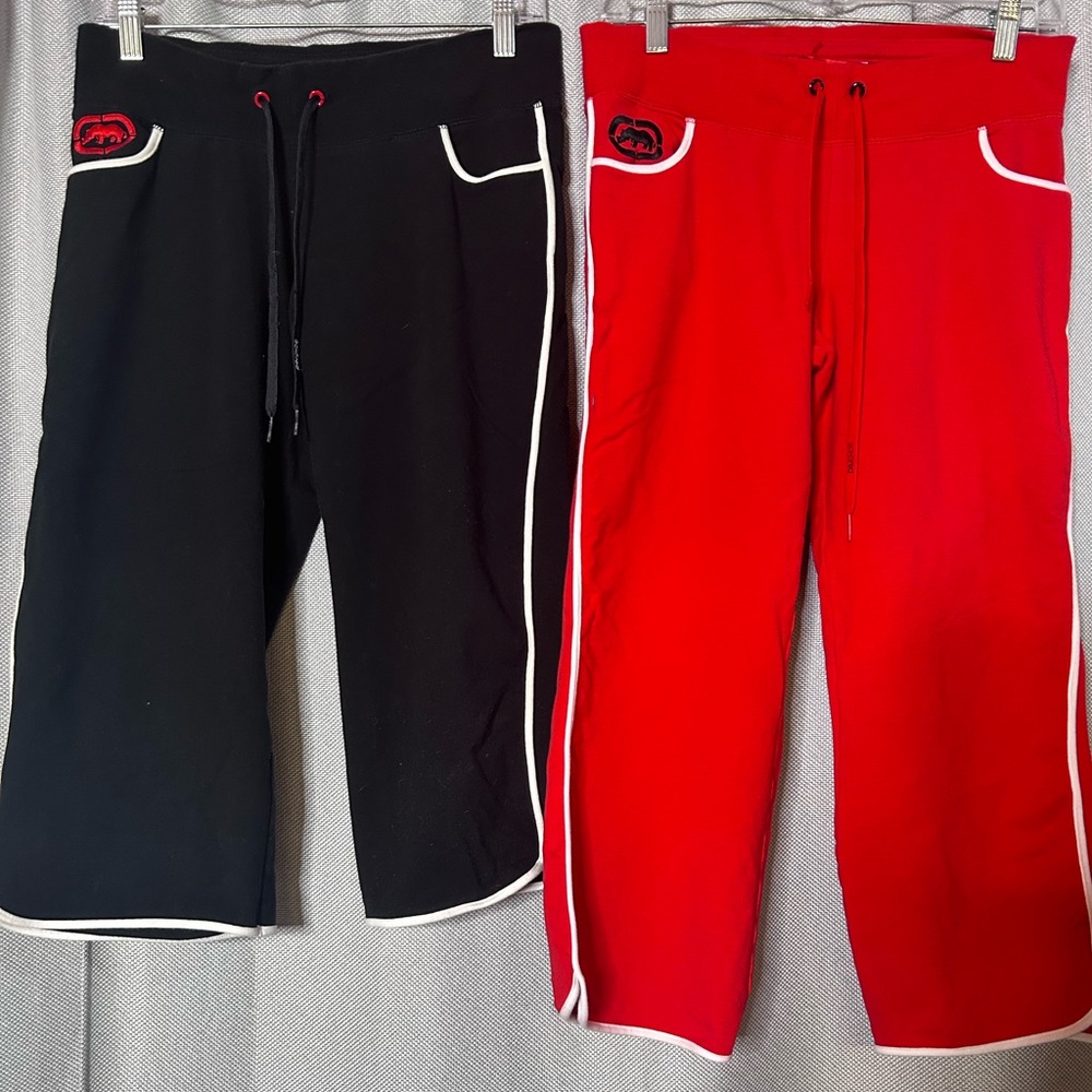 EckoRed Black and Red Joggers with White Side Stripes